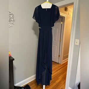 Aly & Jay High-Low Elegant Navy Blue Evening Dress